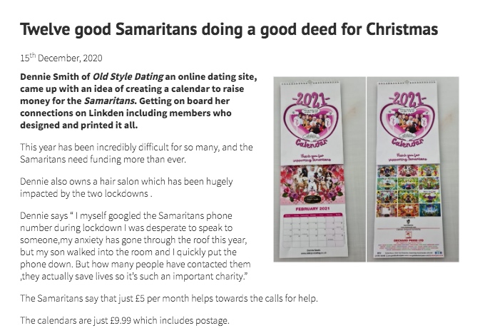 Dennie fundraising for the Samaritans